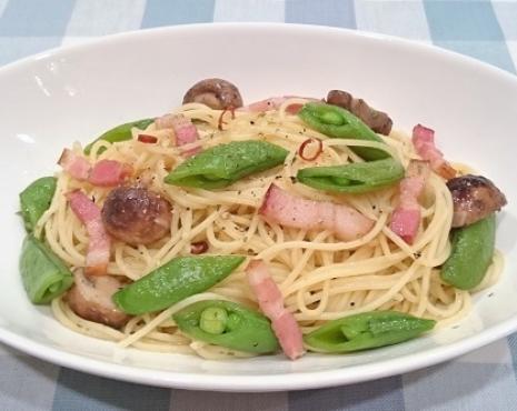 ニムラサラダスナップエンドウのパスタ